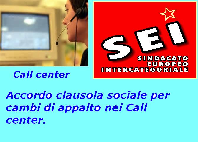clausola sociale call center  (SEI maggio 2016)